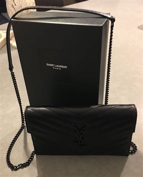 ysl black wallet on chain